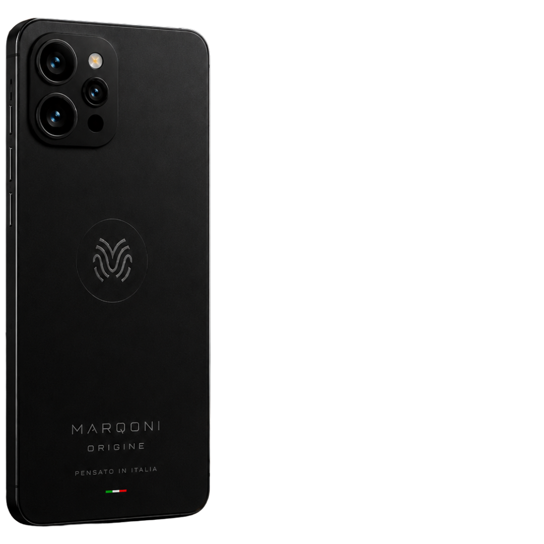 Marqoni Origine smartphone Pensato in Italia su pietra nera